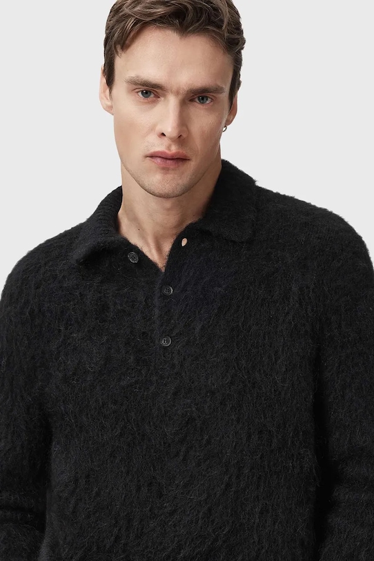 AllSaints sweter z dodatkiem wełny SONNY M014KC czarny AW25