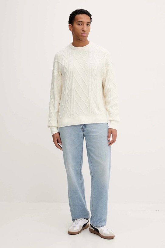 Guess Jeans sweter z dodatkiem wełny beżowy M5BR04.Z0561