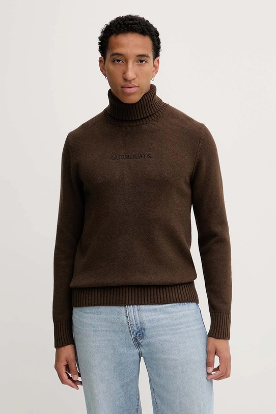 Guess Jeans sweter z dodatkiem wełny golf brązowy M5BR58.Z0561