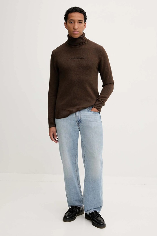 Guess Jeans sweter z dodatkiem wełny M5BR58.Z0561 brązowy AW25