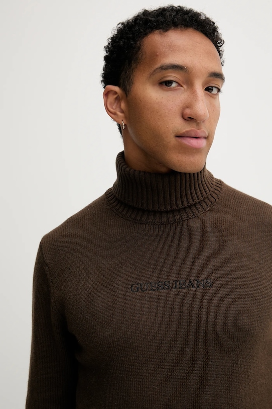 Guess Jeans sweter z dodatkiem wełny brązowy M5BR58.Z0561