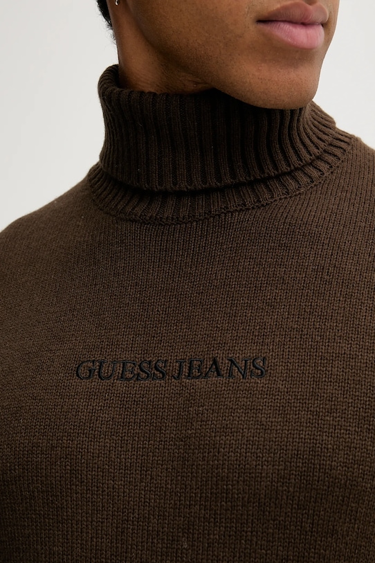 Guess Jeans sweter z dodatkiem wełny M5BR58.Z0561 brązowy