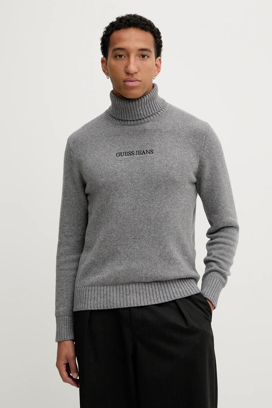 Guess Jeans sweter z dodatkiem wełny golf szary M5BR58.Z0561