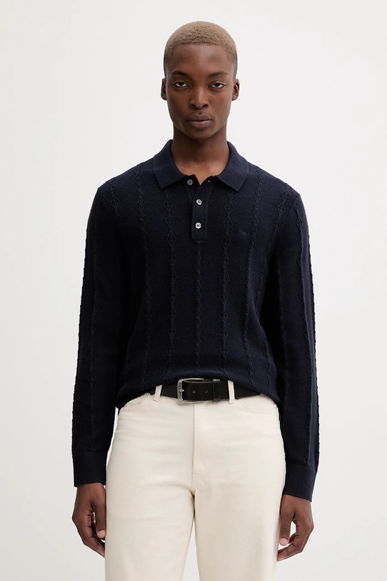 Abercrombie & Fitch sweter z dodatkiem wełny okrągły granatowy KI120.5142.200