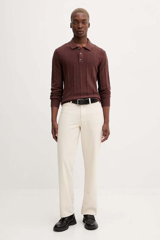 Πουλόβερ με προσθήκη μαλλιού Abercrombie & Fitch KI120.5142.400 καφέ AW25