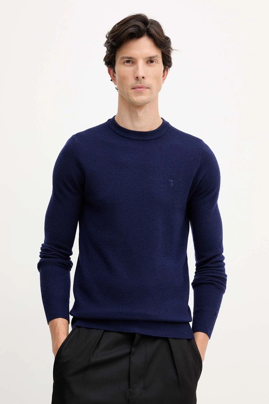 Вовняний светр Trussardi меланж темно-синій M0038000005N