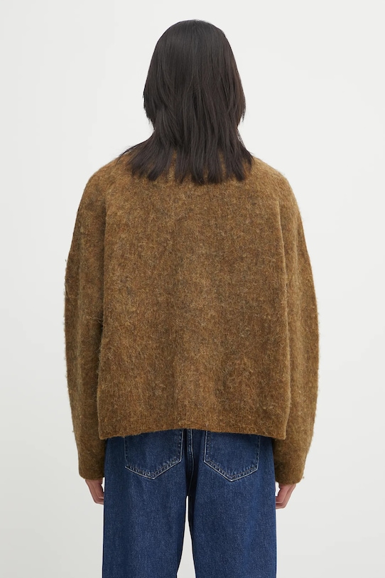 Clothing Martine Rose wool blend sweater Brushed Mohair V-Neck 948YA0700 brown