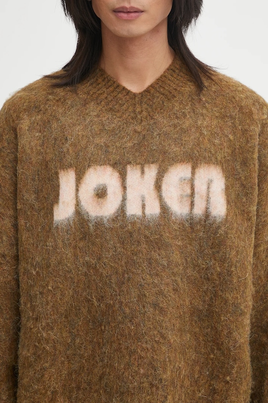 Martine Rose wool blend sweater Brushed Mohair V-Neck brown 948YA0700