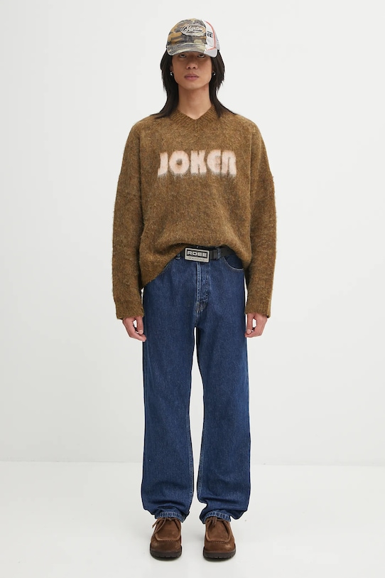 Martine Rose wool blend sweater Brushed Mohair V-Neck 948YA0700 brown