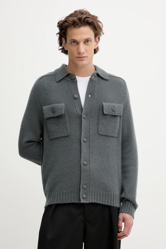 Kašmírový sveter FROM FUTURE vlna sivá MPC03354