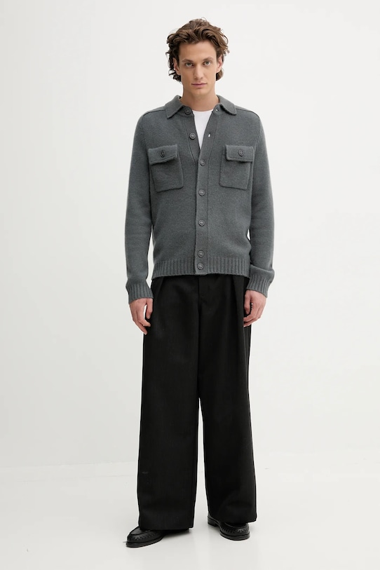 Kašmírový sveter FROM FUTURE MPC03354 sivá AW25