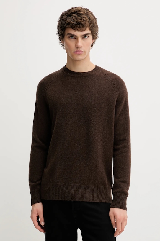 FROM FUTURE sweter kaszmirowy okrągły brązowy MPR01486
