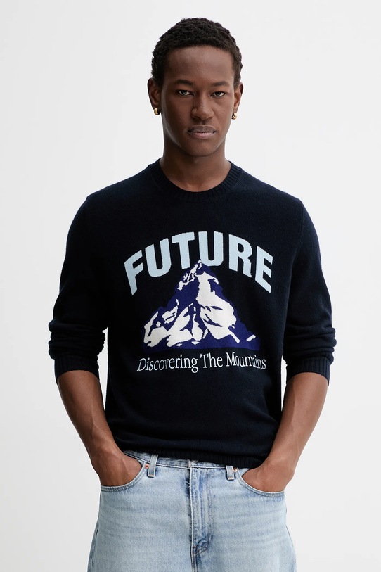 FROM FUTURE sweter kaszmirowy aplikacja granatowy MPR03346