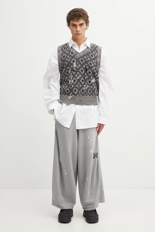 Vlněná vesta Wales Bonner Sibling Knit Vest UA25KN46.WO12.951 šedá