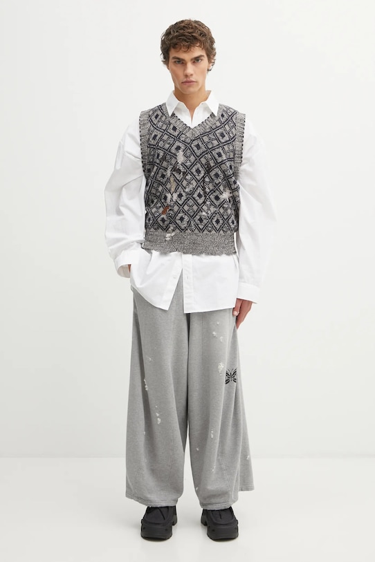 Vlněná vesta Wales Bonner Sibling Knit Vest UA25KN46.WO12.951 šedá