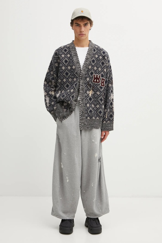 Wales Bonner kardigan wełniany Sibling Cardigan UA25KN45.WO12.951 szary