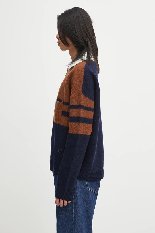 Wales Bonner woolen jumper Calm Polo UA25KN15.WO15.850 brown AW25