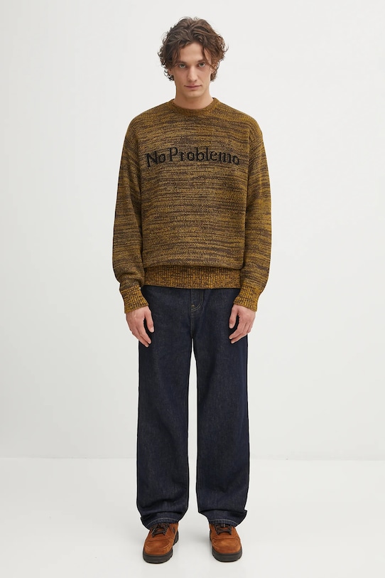 No Problemo sweter z dodatkiem wełny Mosca Crew Neck NP2009004 żółty