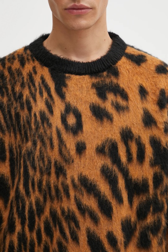 Aries sweter z dodatkiem wełny Brushed Leopard AR2004204 brązowy