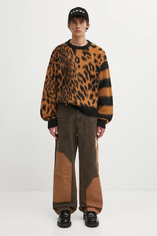 Aries sweter z dodatkiem wełny Brushed Leopard AR2004204