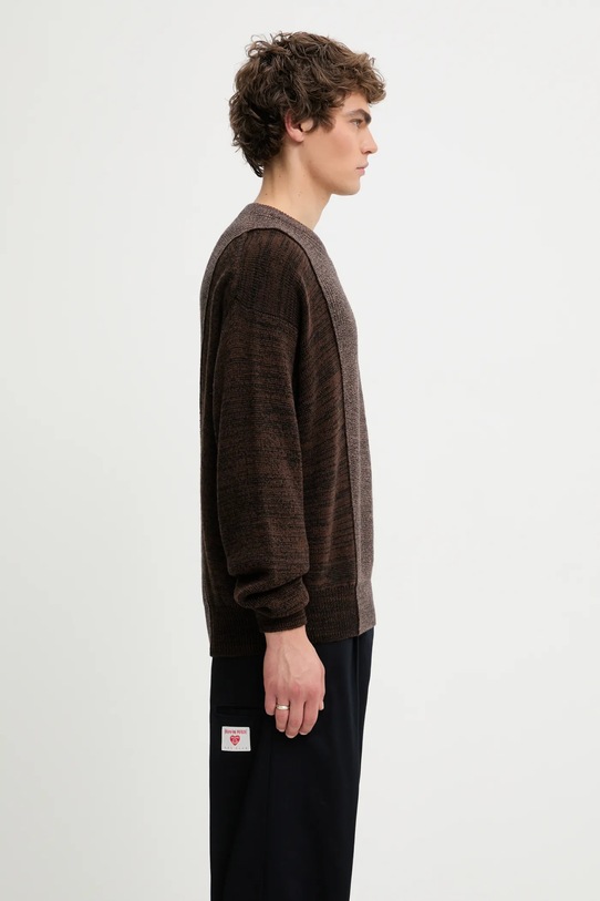 Aries sweter z dodatkiem wełny Fisherman brązowy AR2004504