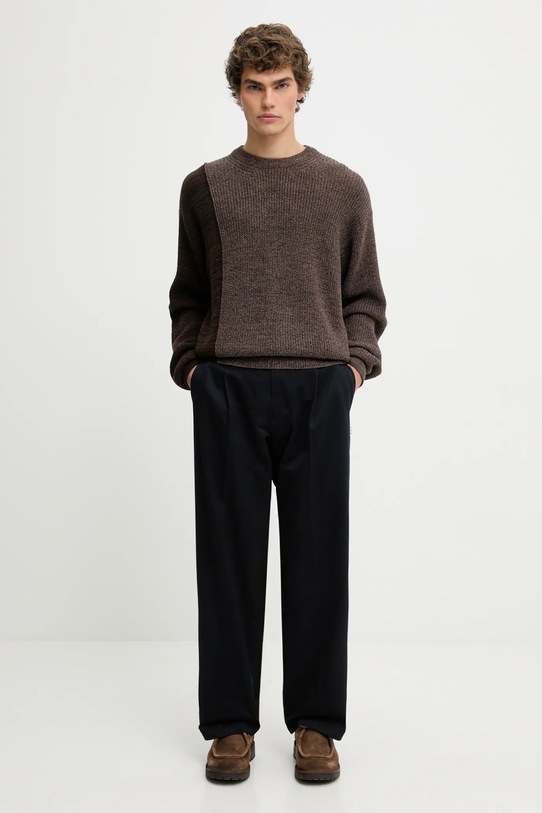 Aries sweter z dodatkiem wełny Fisherman AR2004504 brązowy
