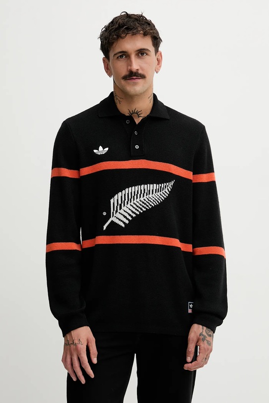 adidas Originals sweter z domieszką wełny All Black okrągły czarny KG4640