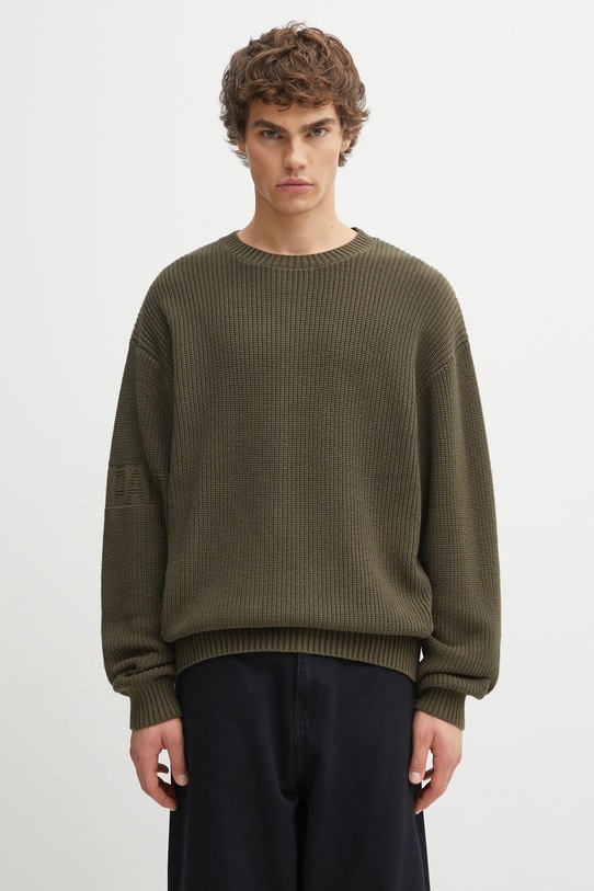 Daily Paper sweter bawełniany Band Knit gładkie zielony 2522025