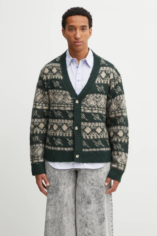 Daily Paper cardigan con lana Pattern Check a maglia pesante verde 2521126