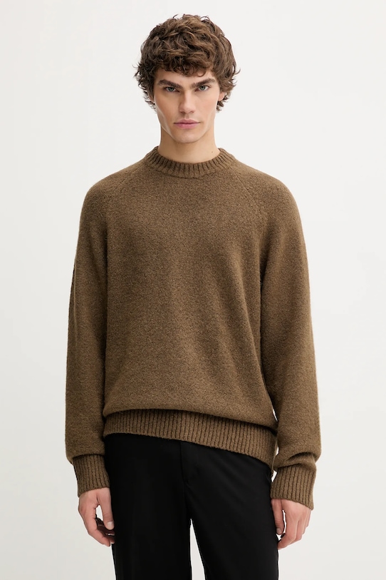 Sveter s prímesou vlny Les Deux Gilbert okrúhly hnedá 1000555