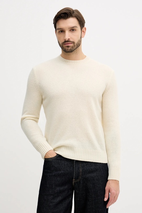 Μάλλινο πουλόβερ United Colors of Benetton μαλλί μπεζ 103MU10B5