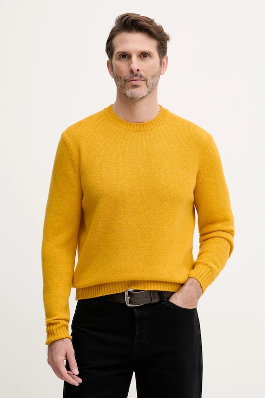 United Colors of Benetton sweter wełniany okrągły żółty 103MU10B5