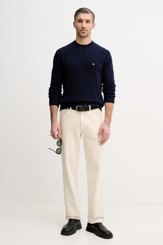 United Colors of Benetton sweter z dodatkiem wełny 1444U10AZ granatowy AW25