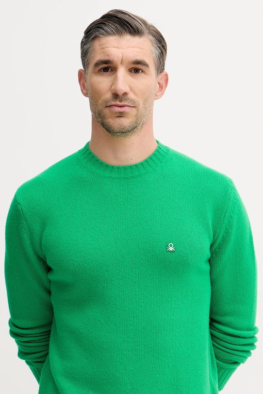 United Colors of Benetton sweter z dodatkiem wełny zielony 1444U10AZ