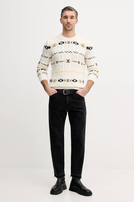 United Colors of Benetton sweter z dodatkiem wełny 13N7K10AW beżowy AW25