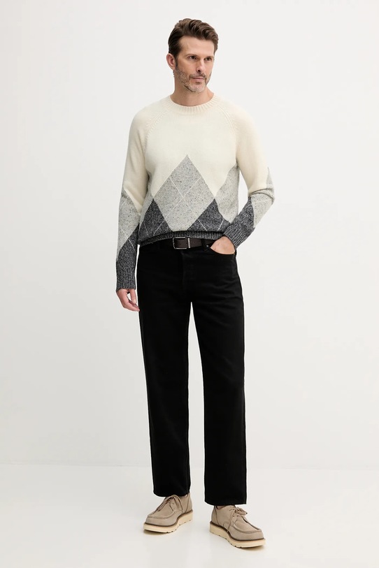 United Colors of Benetton sweter z dodatkiem wełny 1NGVK10B2 beżowy AW25