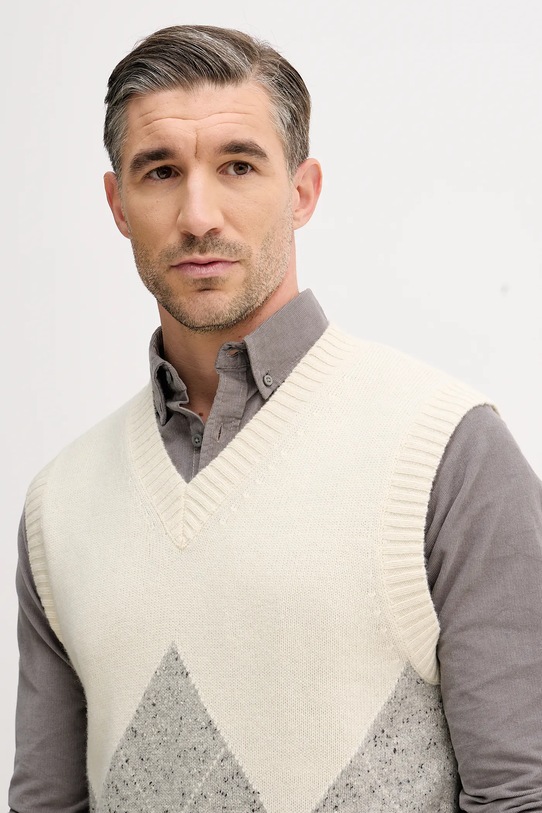 Γιλέκο με προσθήκη μαλλιού United Colors of Benetton μπεζ 1NGVK401J