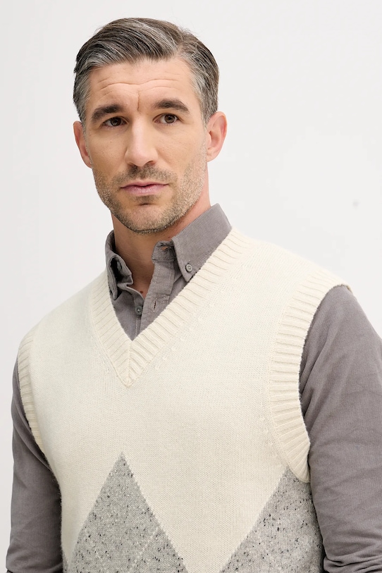 Γιλέκο με προσθήκη μαλλιού United Colors of Benetton μπεζ 1NGVK401J