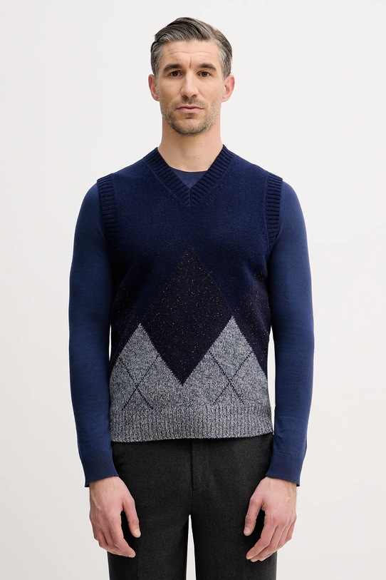 Vesta s přídavkem vlny United Colors of Benetton V výstřih námořnická modř 1NGVK401J