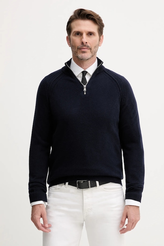 United Colors of Benetton sweter wełniany wełna granatowy 1006U202B