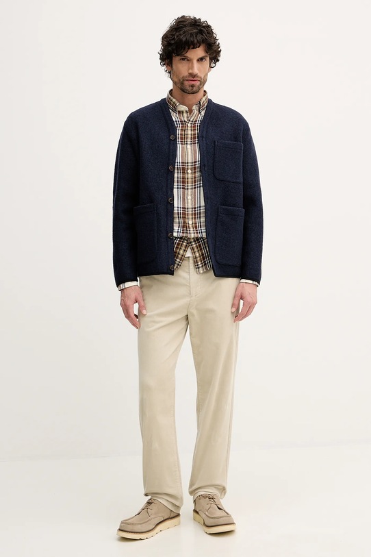 Ζακέτα με προσθήκη μαλλιού United Colors of Benetton 24RDUN065 σκούρο μπλε AW25