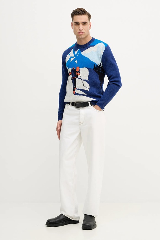 Pulover s dodatkom vune United Colors of Benetton 1444K10B4 mornarsko plava AW25