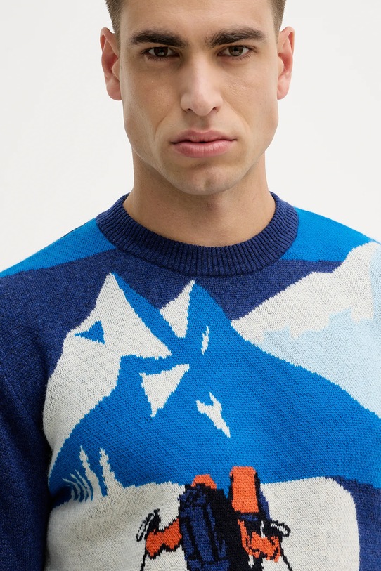 Pulover s dodatkom vune United Colors of Benetton mornarsko plava 1444K10B4