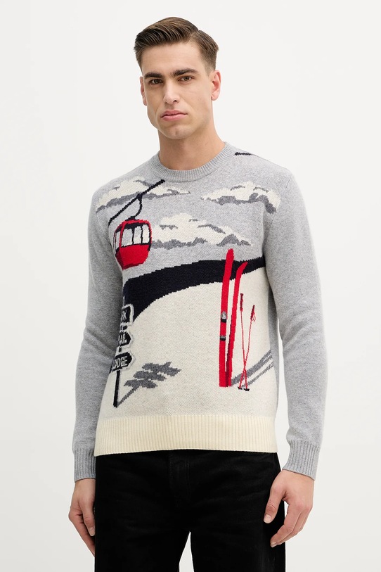 Pulover s dodatkom vune United Colors of Benetton vuna siva 1444K10B4