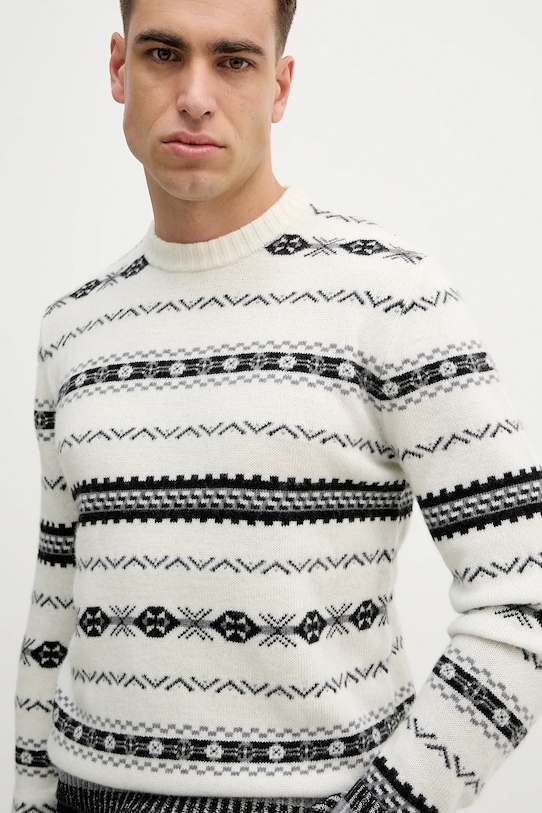 United Colors of Benetton sweter z dodatkiem wełny beżowy 18AYK10AP