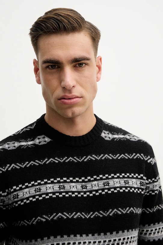 United Colors of Benetton sweter z dodatkiem wełny czarny 18AYK10AP