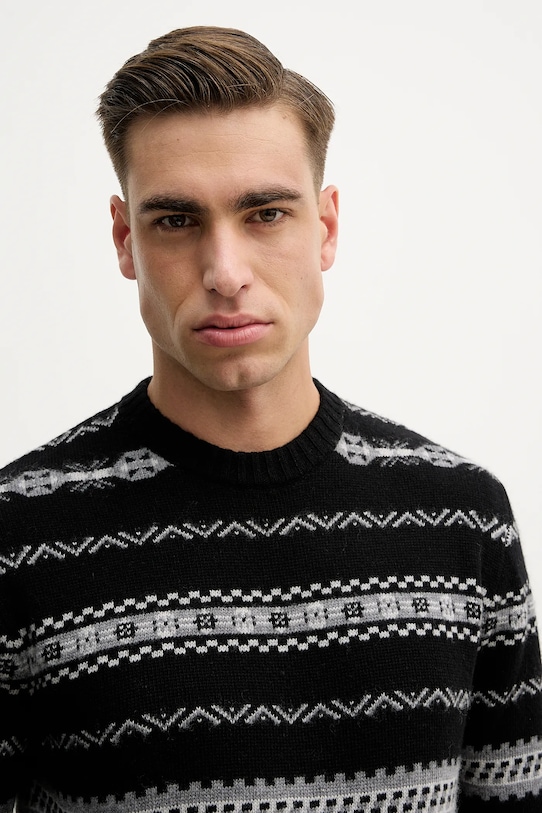 United Colors of Benetton sweter z dodatkiem wełny czarny 18AYK10AP