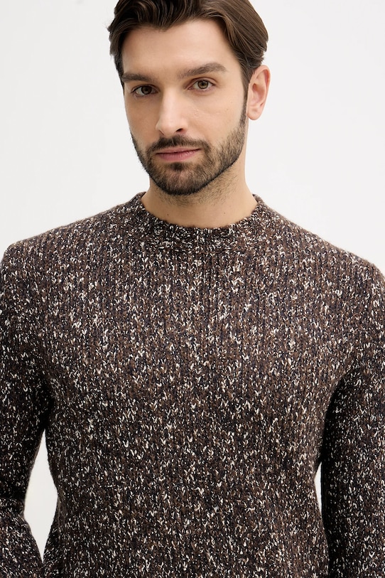 United Colors of Benetton sweter z dodatkiem wełny brązowy 10C3U108M