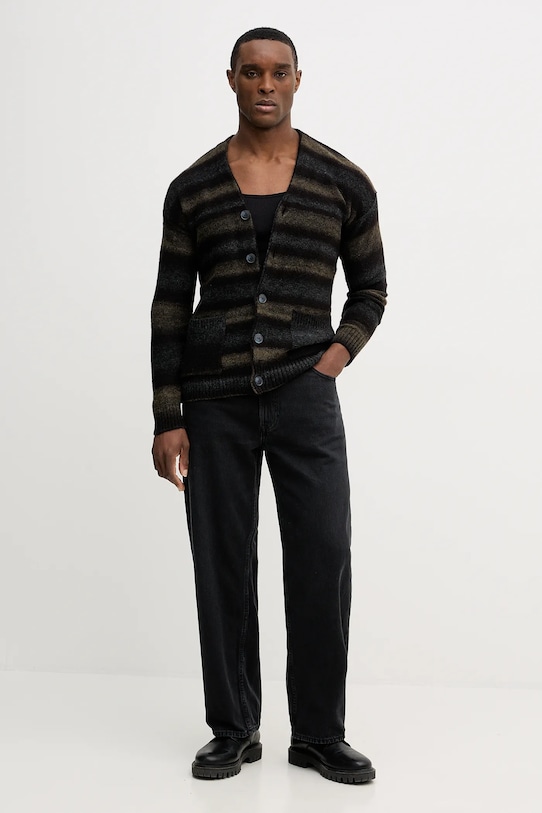 United Colors of Benetton kardigan z domieszką wełny 1HNNK601R brązowy AW25