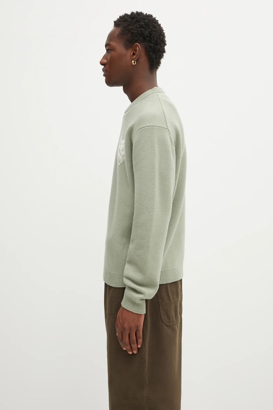 Maison Kitsuné sweter wełniany Fox Head Intarsia Merino PM00816KM0329 zielony AW25